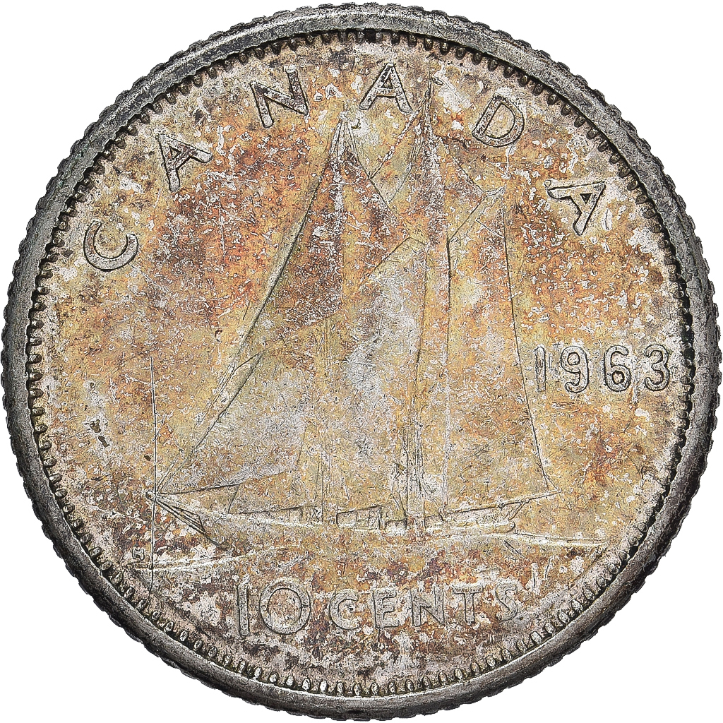 Coin, Canada, Elizabeth II, 10 Cents, 1963, Royal Canadian Mint, Ottawa