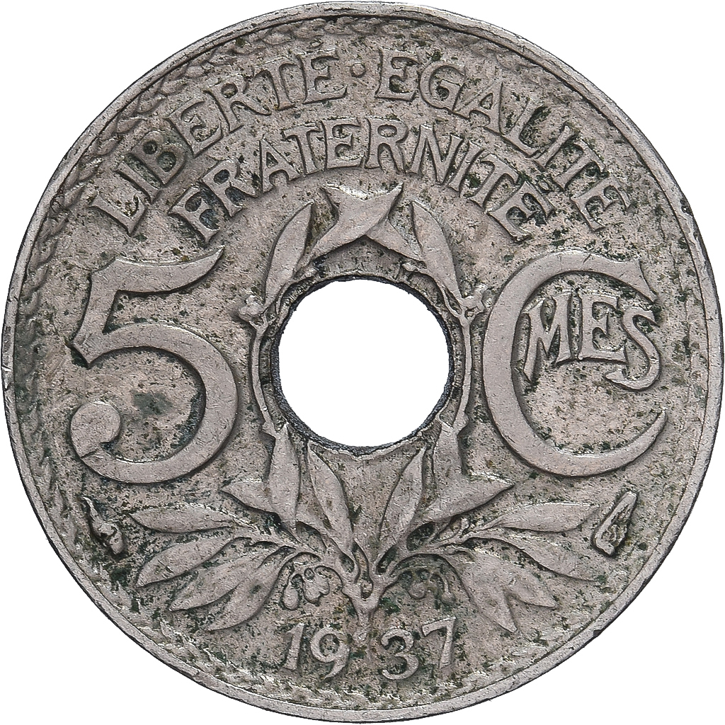 Coin, France, Lindauer, 5 Centimes, 1937, , Copper-nickel, KM:875