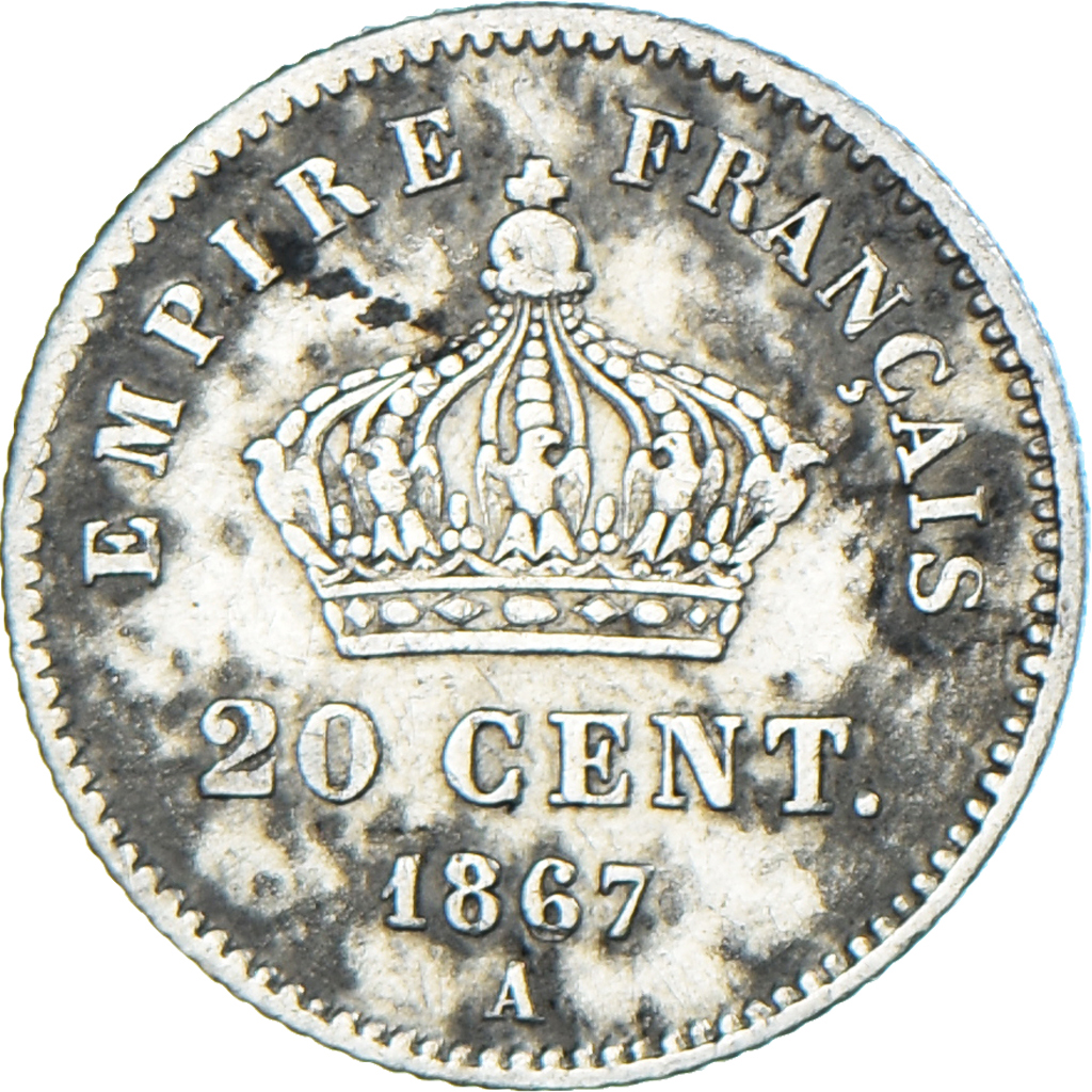 Coin, France, Napoleon III, Napoléon III, 20 Centimes, 1867, Paris, 