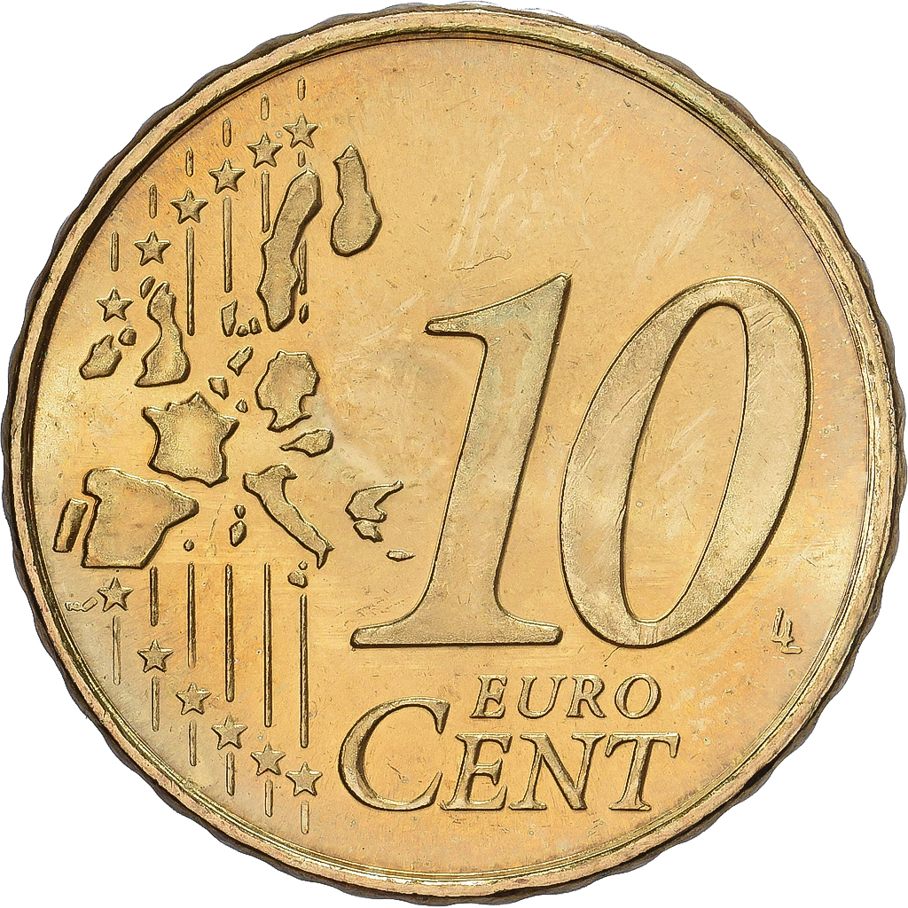 Luxemburg, 10 Centimes, 2004, UNZ, Nordic gold, KM:78