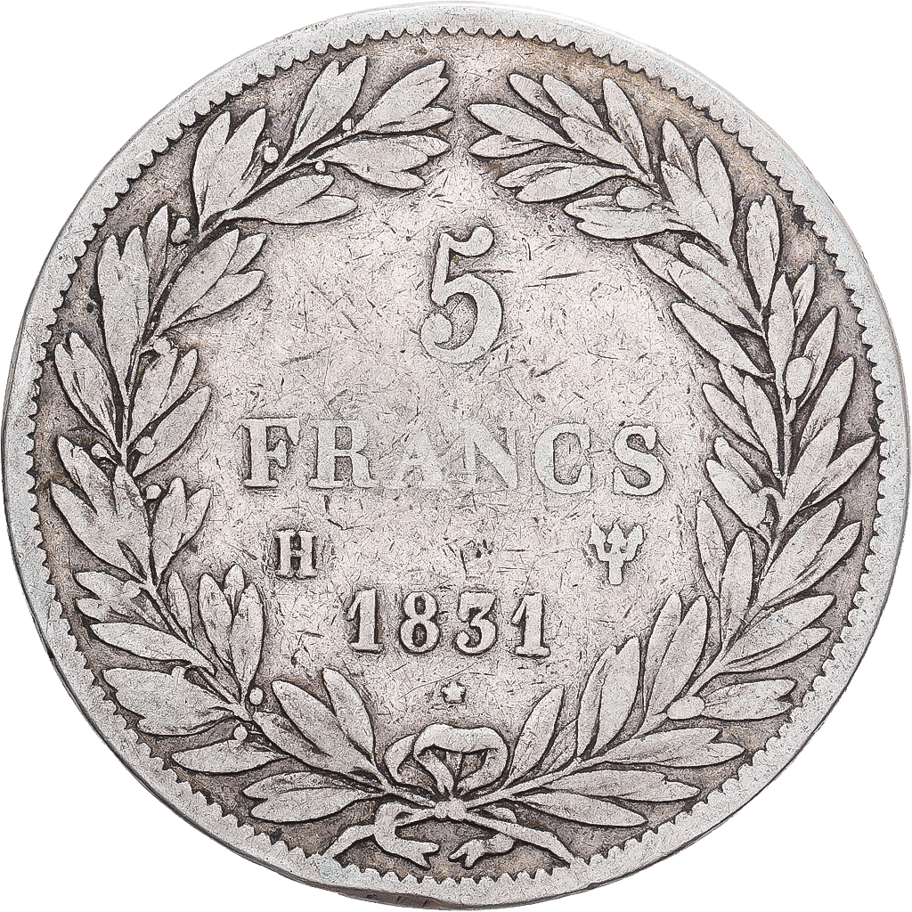 Coin, France, Louis-Philippe, 5 Francs, 1831, La Rochelle, F(12-15), Silver
