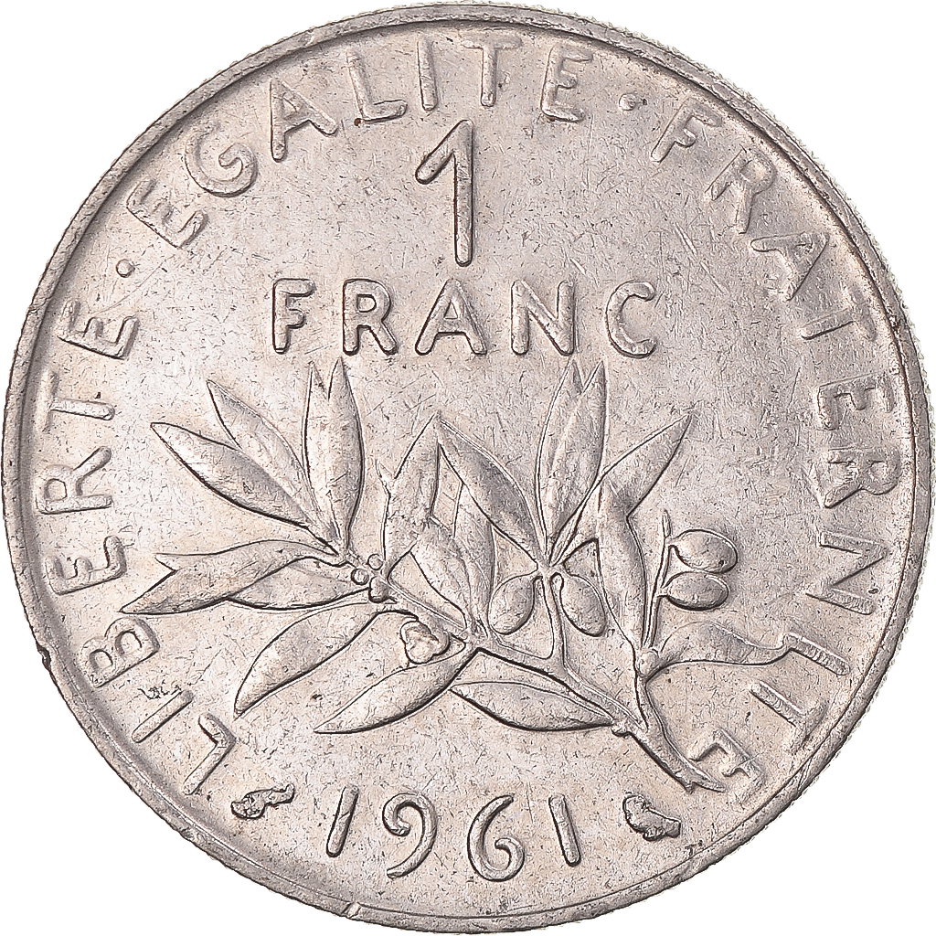 Coin, France, Semeuse, Franc, 1961, Paris, AU, Nickel, KM:925.1