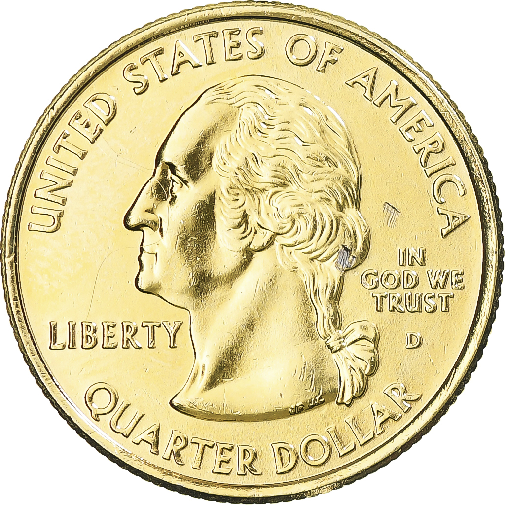 Coin, United States, New Mexico, Quarter, 2008, U.S. Mint, Dahlonega, golden