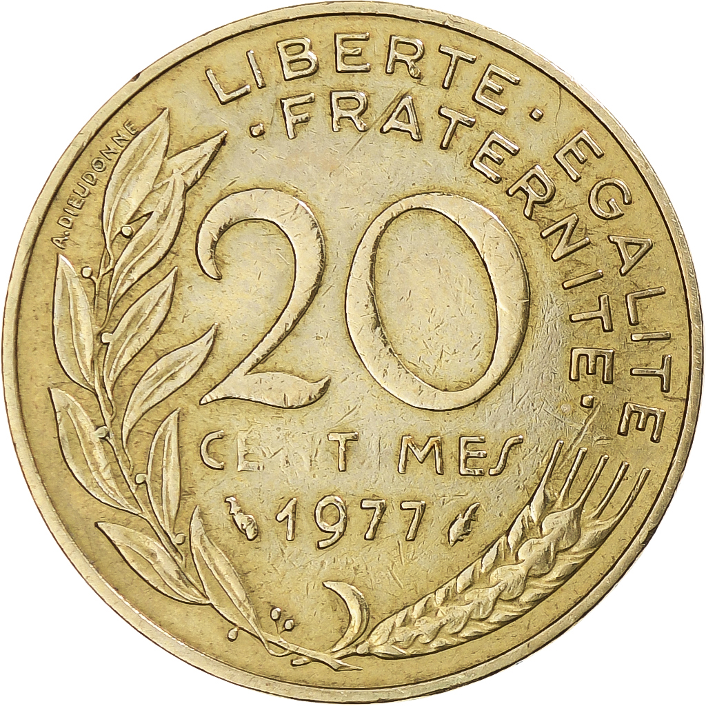 希少アンティーク金貨　20セントFrance20Centimes 1977 1977 France 20 Centimes Coin • Values, Information, Mintage