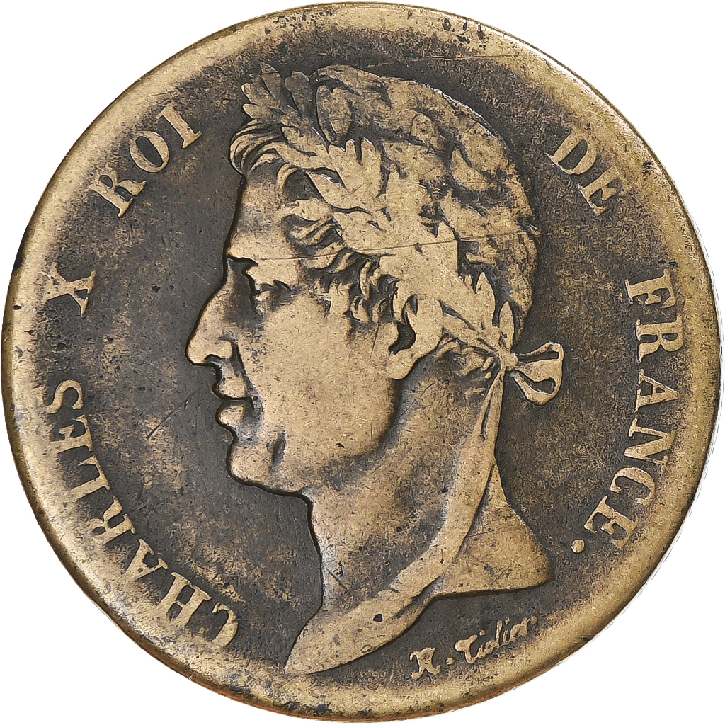 Coin, FRENCH COLONIES, Charles X, 5 Centimes, 1830, Paris, VF, Bronze