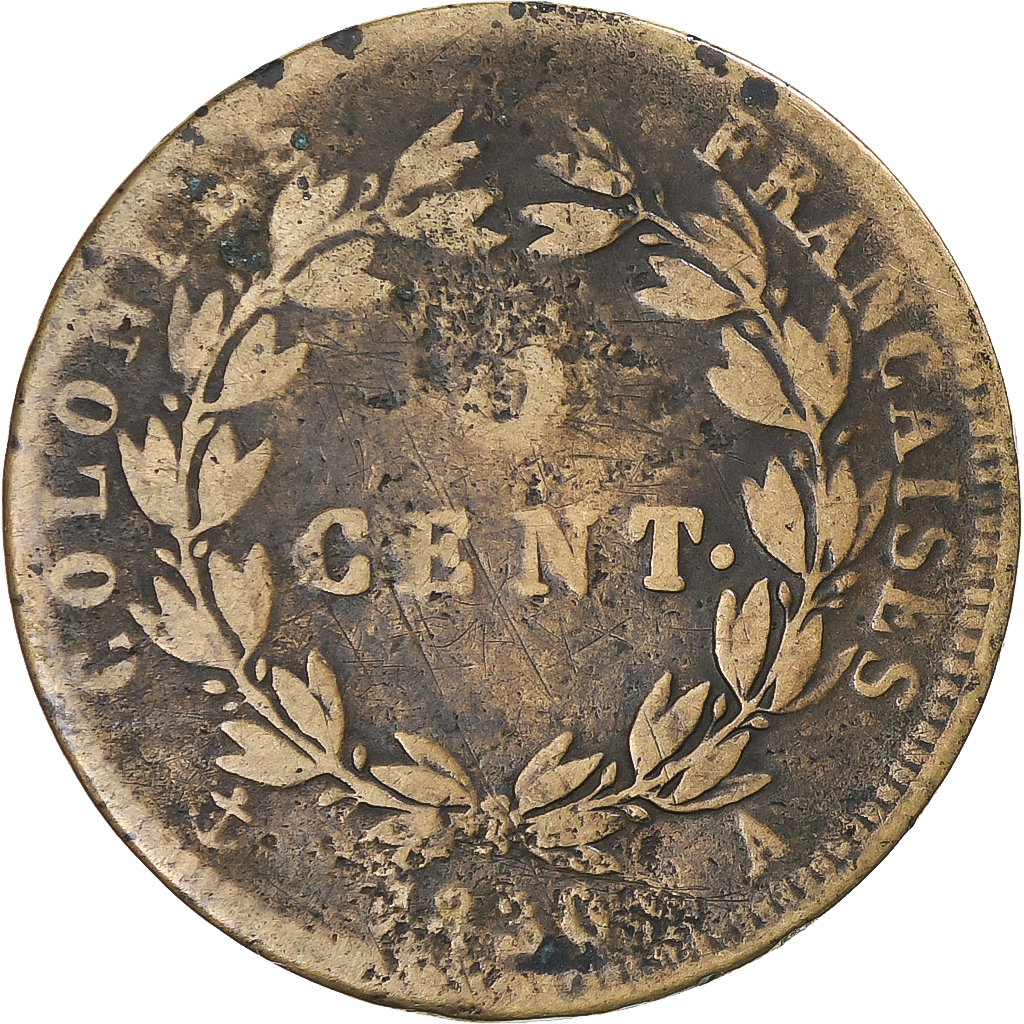Coin, FRENCH COLONIES, Charles X, 5 Centimes, 1830, Paris, VF, Bronze
