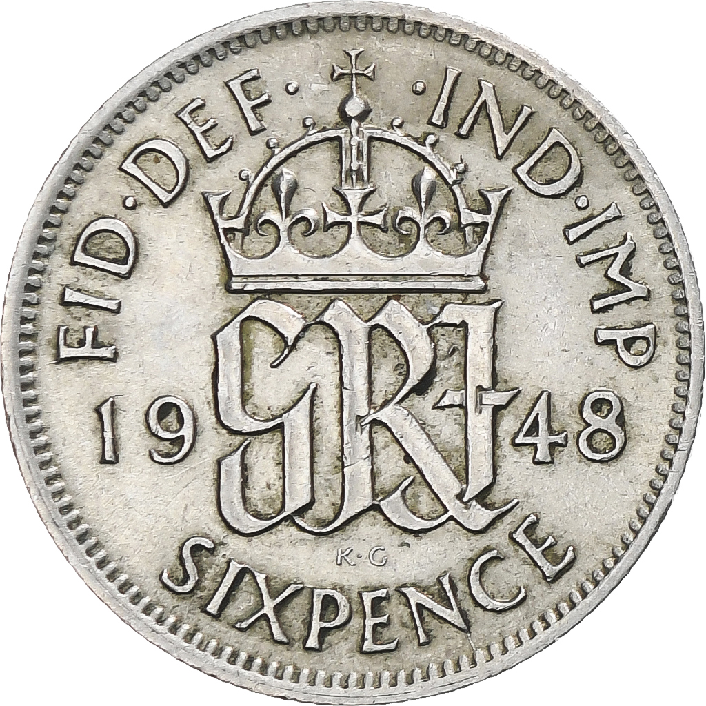 Coin, Great Britain, George VI, 6 Pence, 1948, , Copper-nickel, KM:862