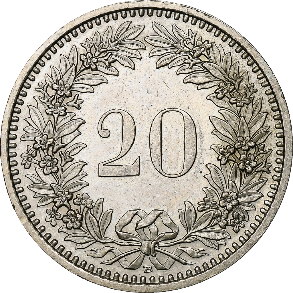 Switzerland, 20 Rappen, 1990, Bern, BE, Copper-nickel, , KM:29a