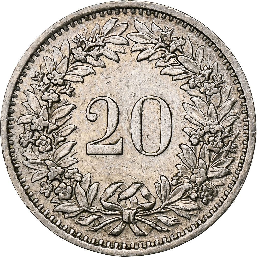 Switzerland, 20 Rappen, 1971, Bern, Copper-nickel, , KM:29a