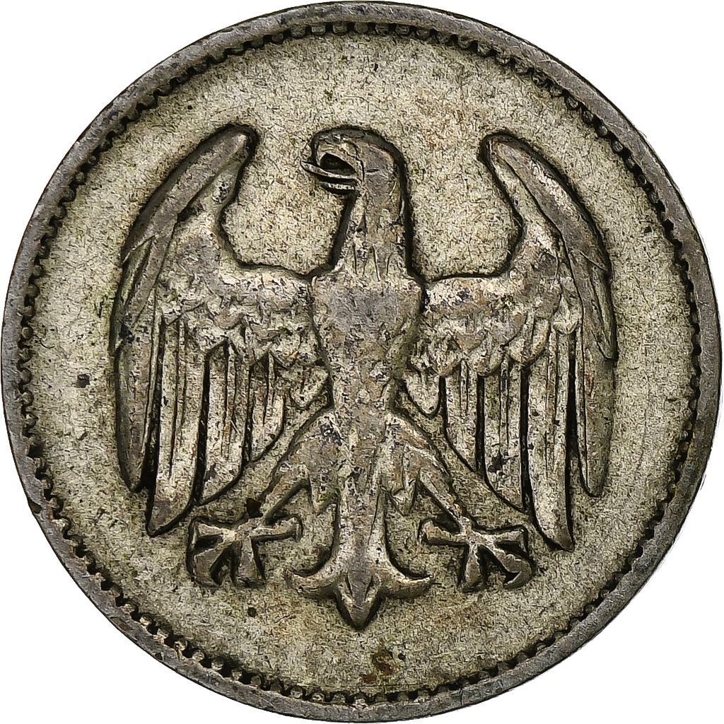 ALEMANIA - REPÚBLICA DE WEIMAR, Mark, 1924, Stuttgart, BC+, Plata, KM:42