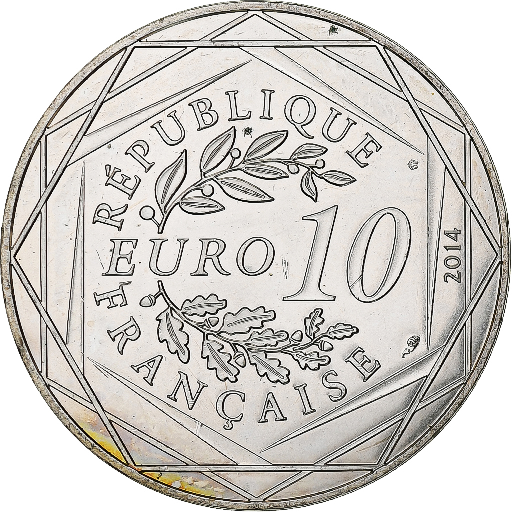 France, 10 Euro, 2014, Sempé, Fraternité, Hiver, SUP, Argent