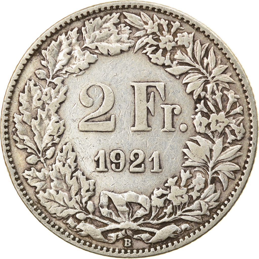 Coin, Switzerland, 2 Francs, 1921, Bern, , Silver, KM:21