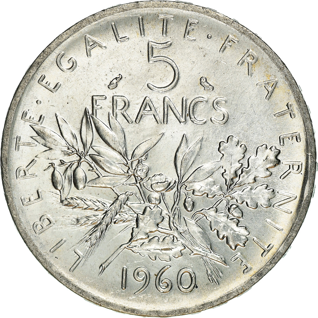Coin, France, Semeuse, 5 Francs, 1960, , Silver, KM:926, Gadoury:770