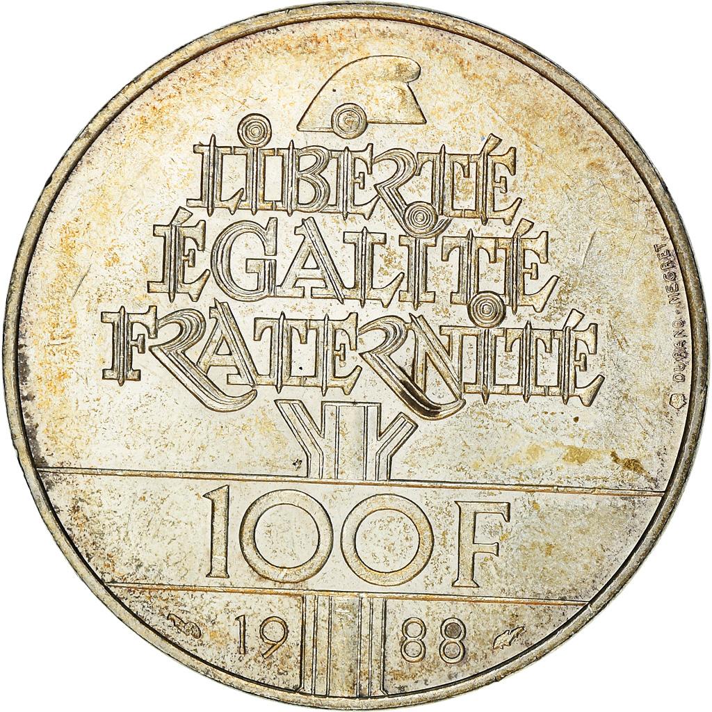 Coin, France, Fraternité, 100 Francs, 1988, , Silver, KM:966