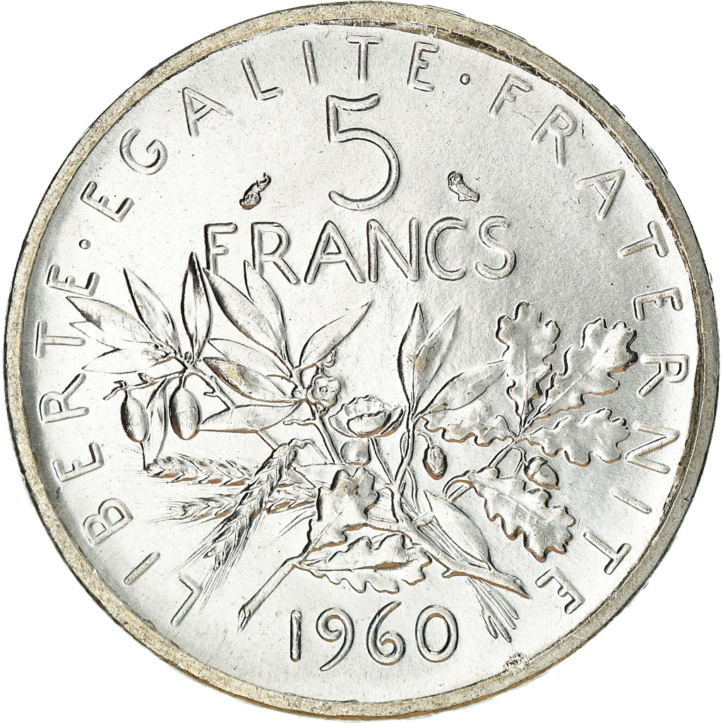 Coin, France, Semeuse, 5 Francs, 1960, , Silver, KM:926, Gadoury:770