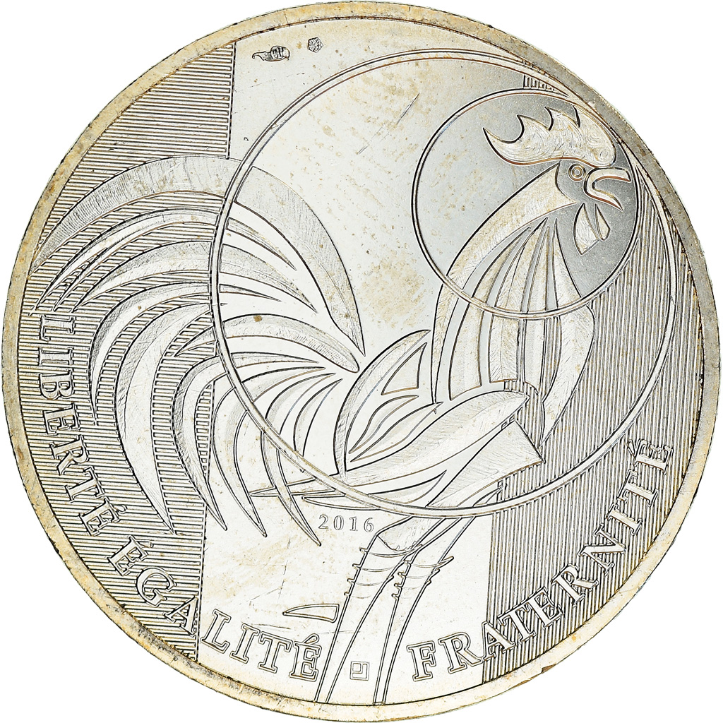 France, Monnaie de Paris, 10 Euro, Coq, 2016, Paris, FDC, Argent