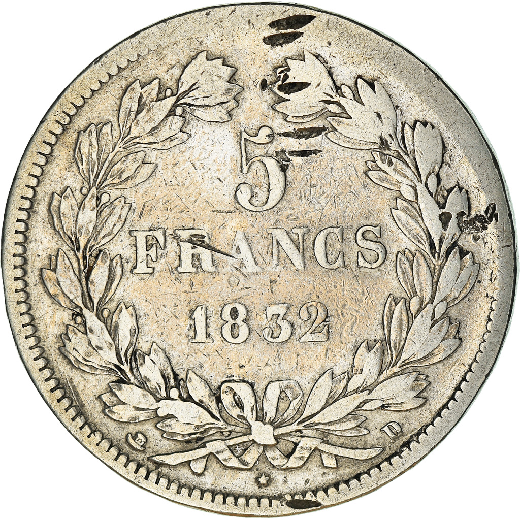 Coin, France, Louis-Philippe, 5 Francs, 1832, Lyon, , Silver, KM:749.4