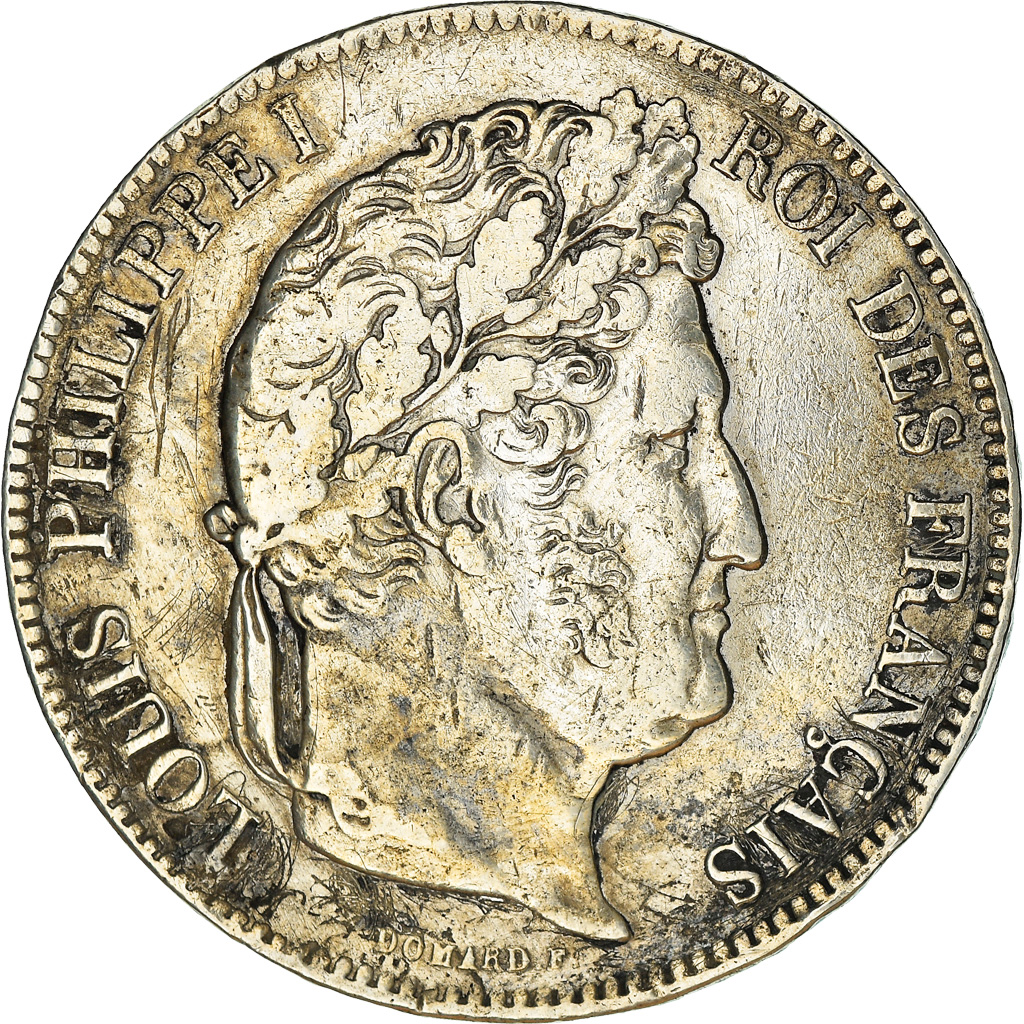 Coin, France, Louis-Philippe, 5 Francs, 1839, Lille, VF(30-35), Silver