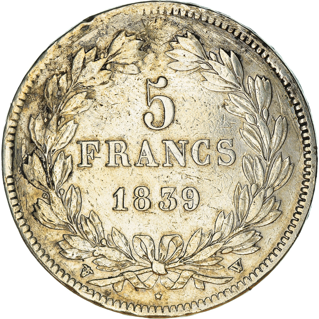 Coin, France, Louis-Philippe, 5 Francs, 1839, Lille, VF(30-35), Silver
