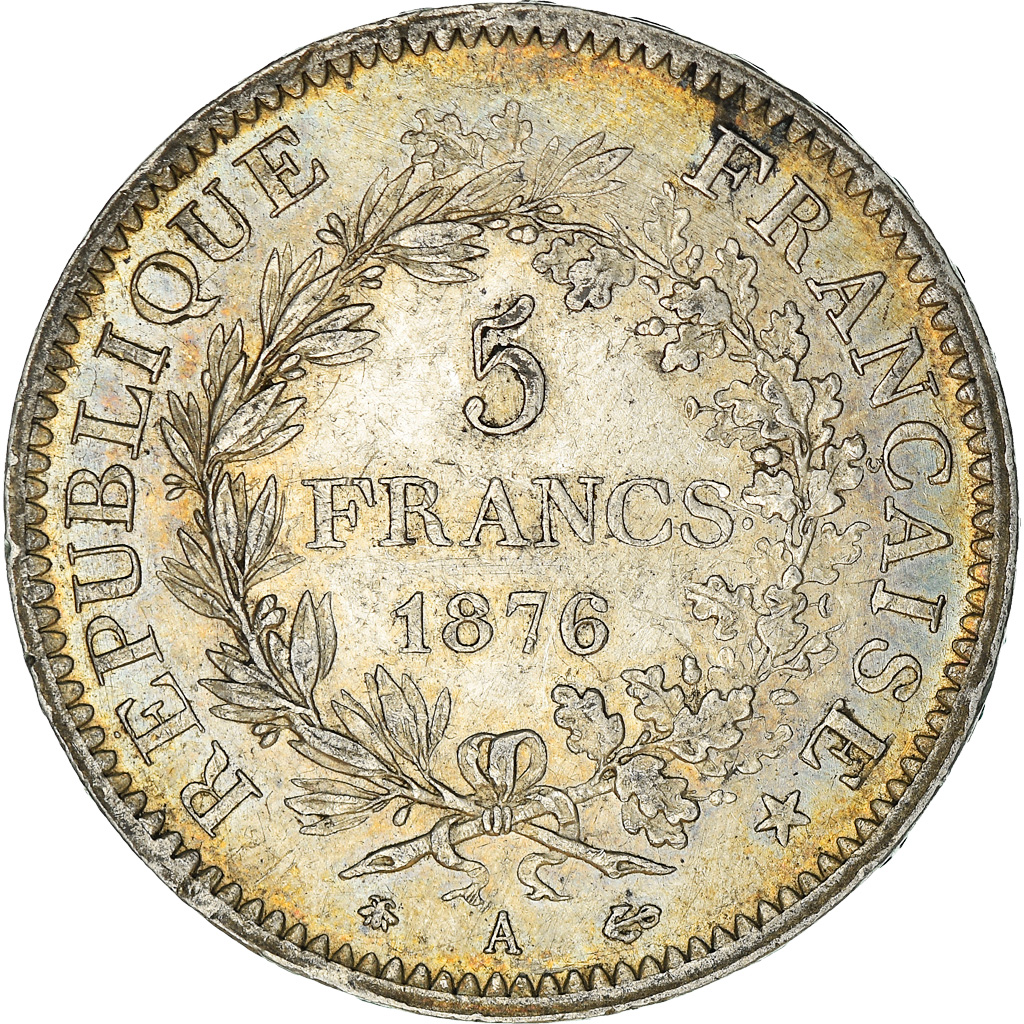 Coin, France, Hercule, 5 Francs, 1876, Paris, , Silver, KM:820.1