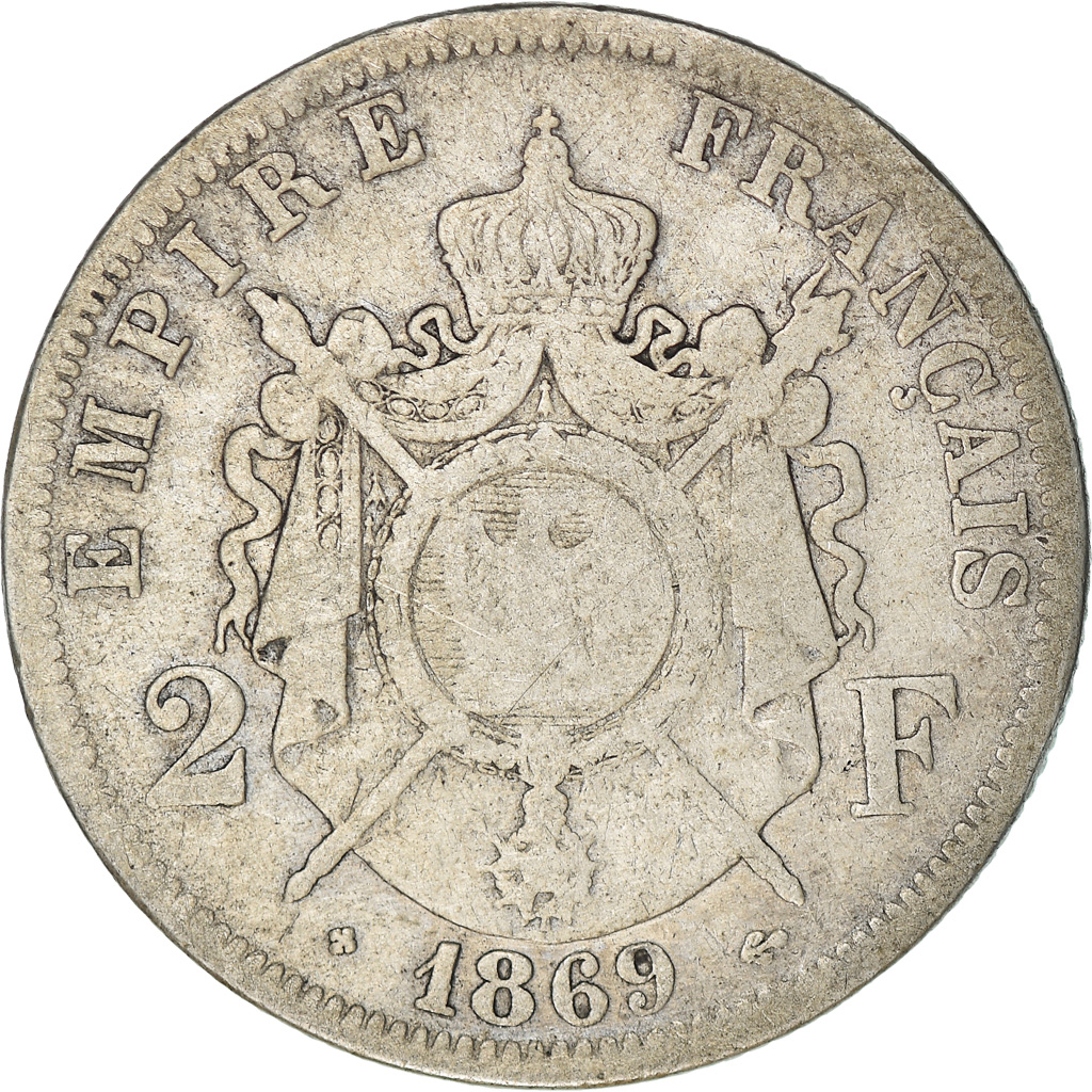 Coin, France, Napoleon III, Napoléon III, 2 Francs, 1869, Strasbourg