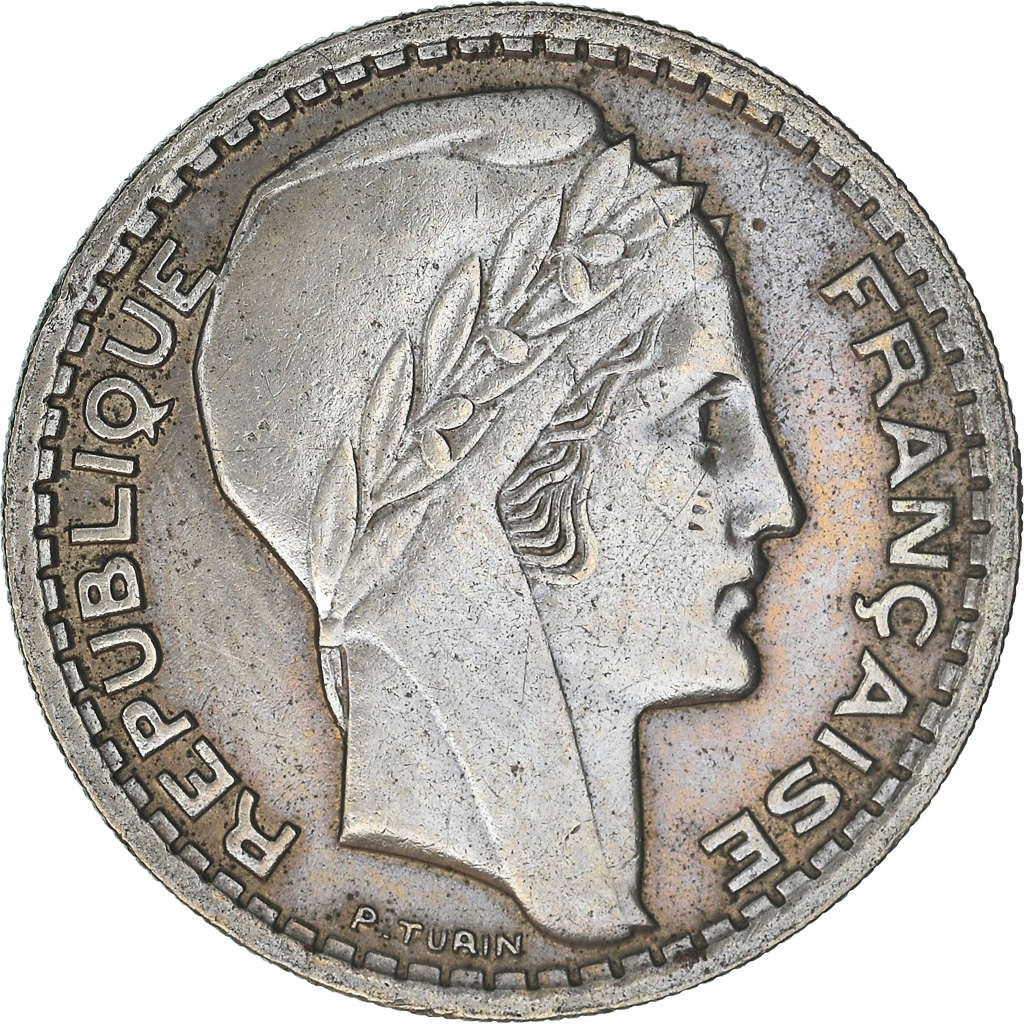 Moneda, Francia, Turin, 10 Francs, 1947, Beaumont - Le Roger, EBC, Cobre -