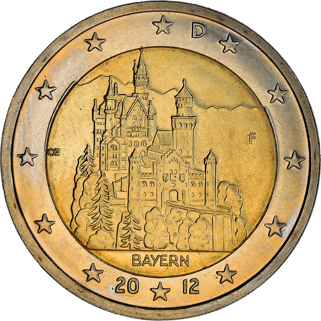 GERMANY FEDERAL REPUBLIC, 2 Euro, BAYERN, 2012, Stuttgart, European Coins