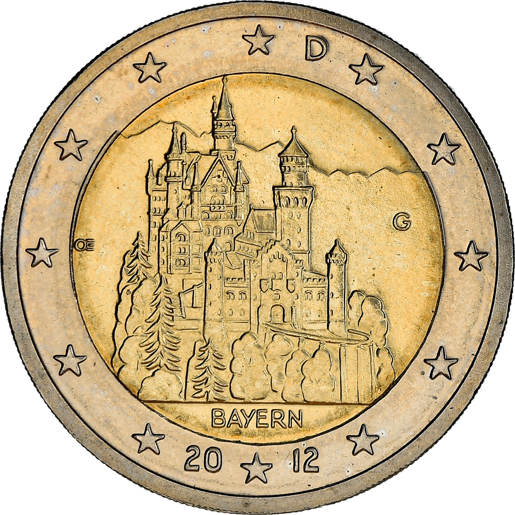 Bundesrepublik Deutschland, 2 Euro, BAYERN, 2012, Karlsruhe, UNZ, Bi-Metallic