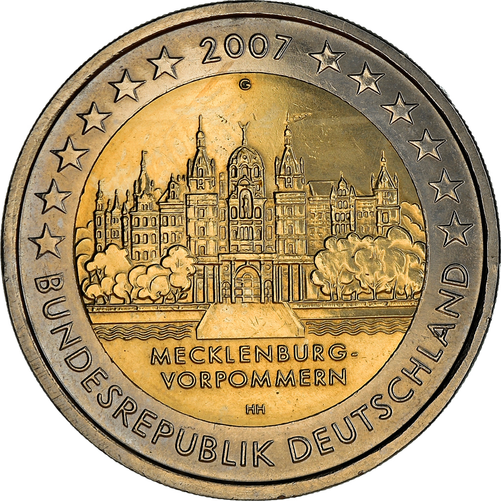 Deutschland, 2 Euro, MECKLENBURG- / VORPOMMERN, 2007, Karlsruhe, UNZ
