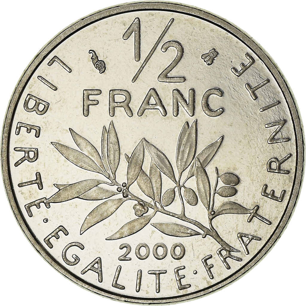 Coin, France, Semeuse, 1/2 Franc, 2000, Paris, Proof / BE, , Nickel