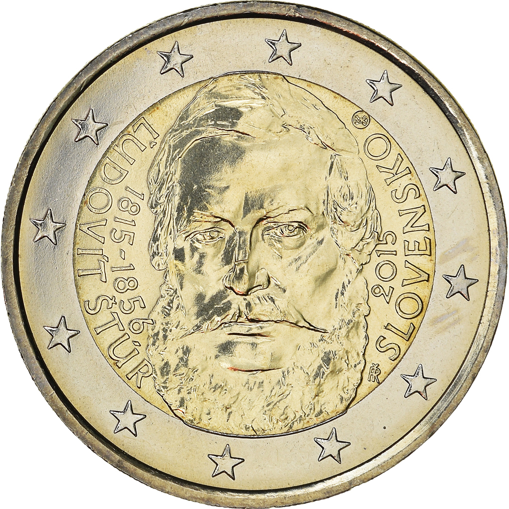 Slowakei, 2 Euro, Ludovit Stur, 2015, Kremnica, UNZ, Bi-Metallic