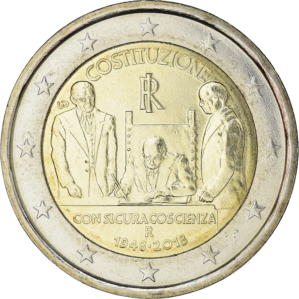 Italien, 2 Euro, 70e anniversaire de la constitution italienne, 2018, UNZ