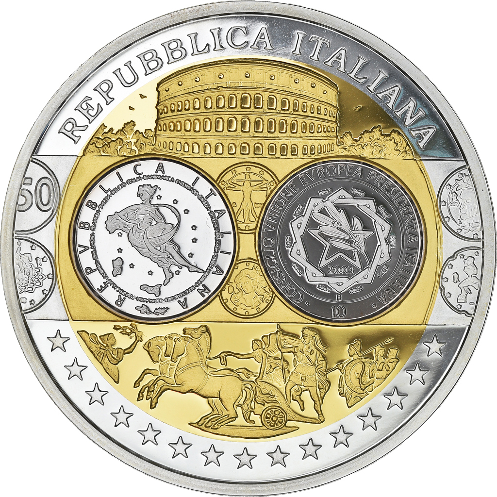 Italy, Medal, Conseil de l'Union Européenne, 2003, , Silver