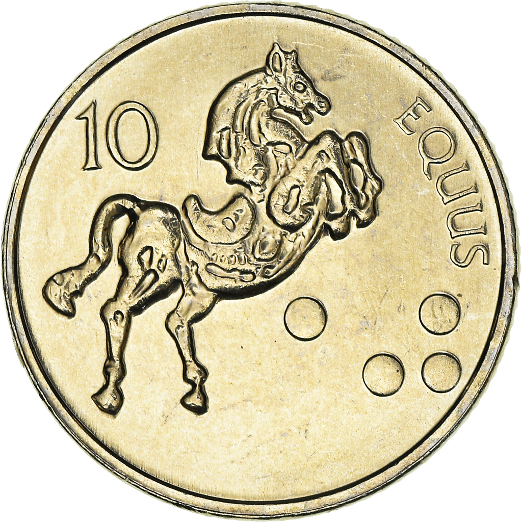 Moneda, Eslovenia, 10 Tolarjev, 2002, SC+, Cobre - níquel, KM:41