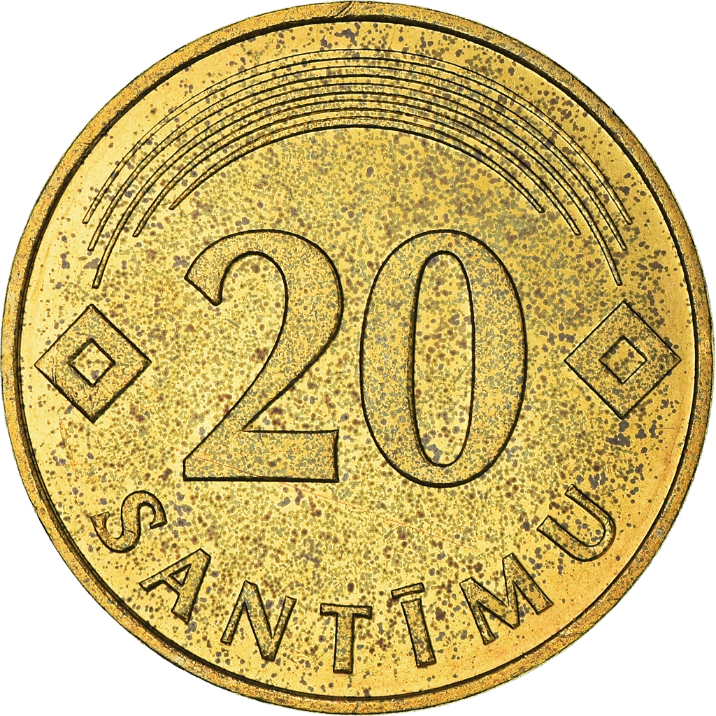 Moneda, Letonia, 20 Santimu, 1992, EBC+, Níquel - latón, KM:22.1