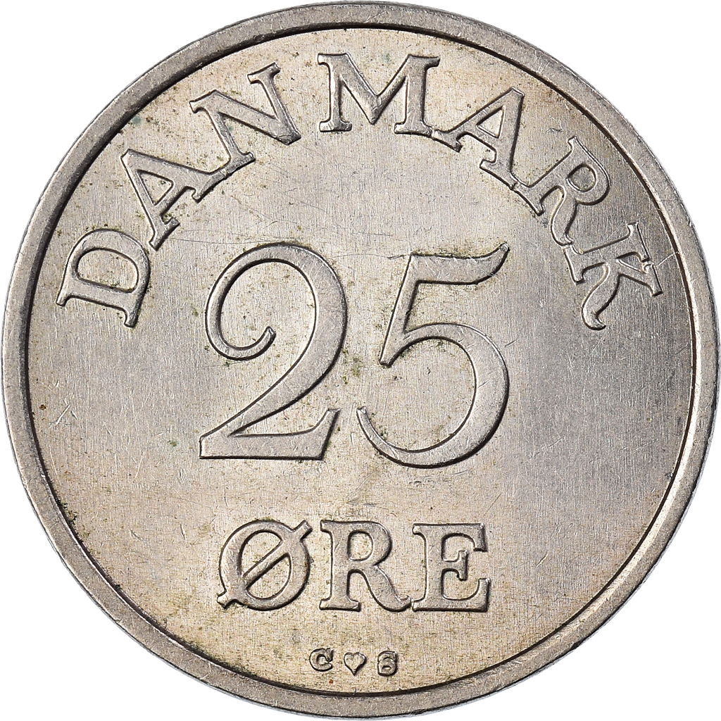 Moneda, Dinamarca, Frederik IX, 25 Öre, 1956, Copenhagen, EBC, Cobre - níquel