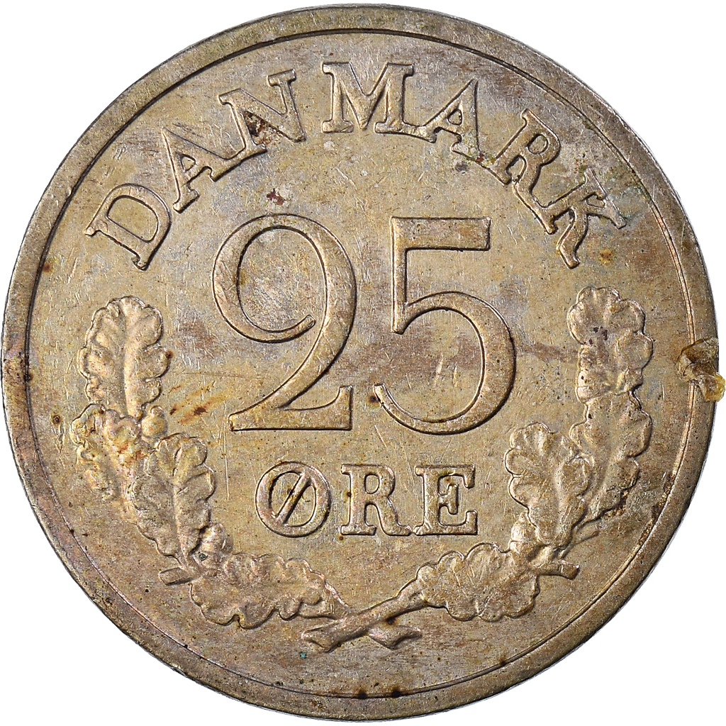 Moneda, Dinamarca, Frederik IX, 25 Öre, 1961, Copenhagen, BC+, Cobre - níquel