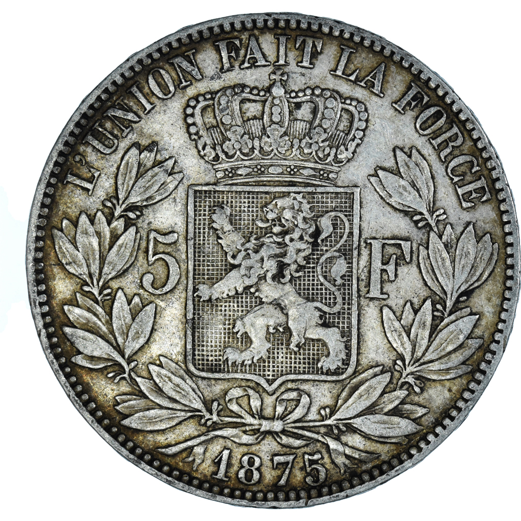 Coin, Belgium, Leopold II, 5 Francs, 5 Frank, 1875, , Silver, KM:24
