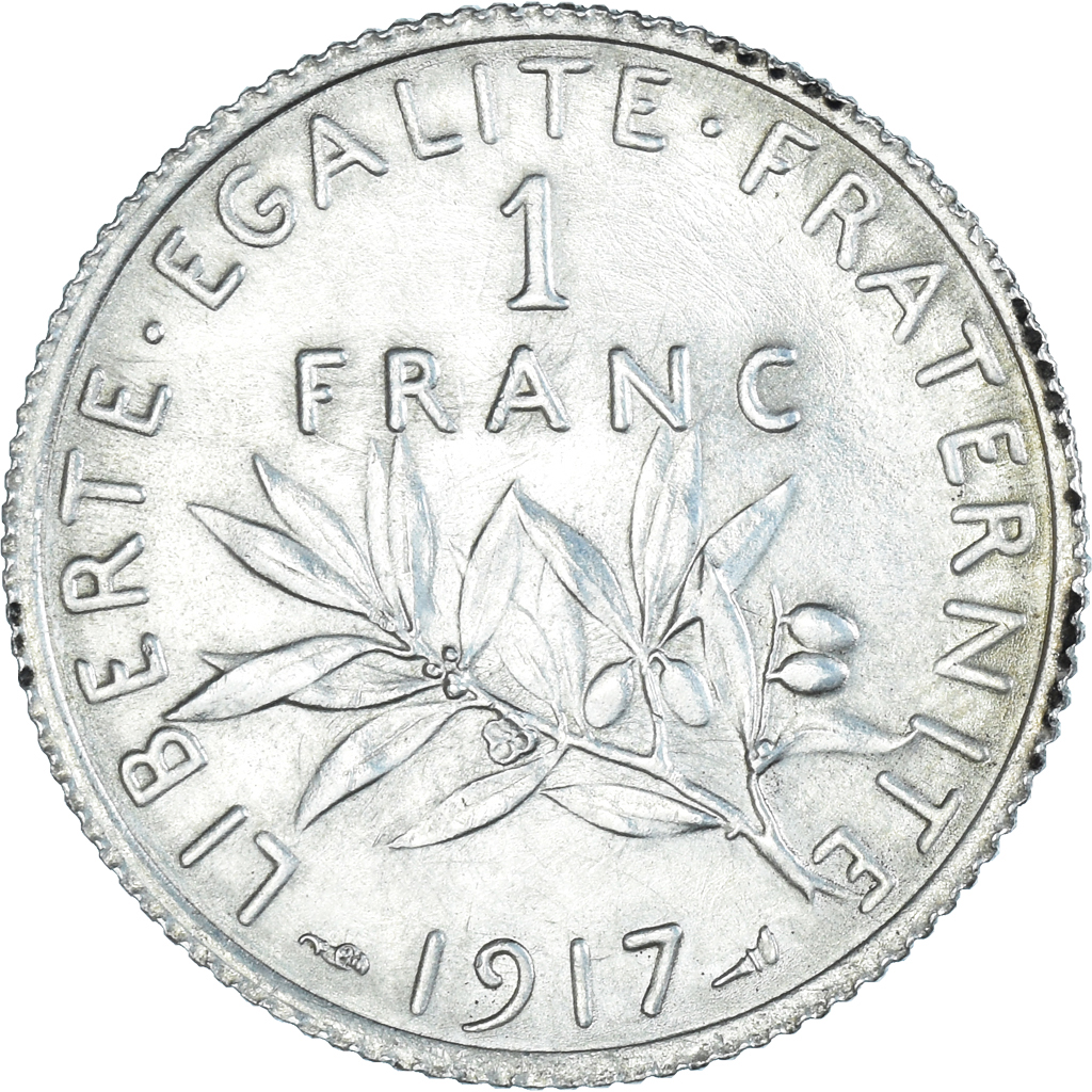 Coin, France, Semeuse, Franc, 1917, Paris, , Silver, KM:844.1, Gadoury:467