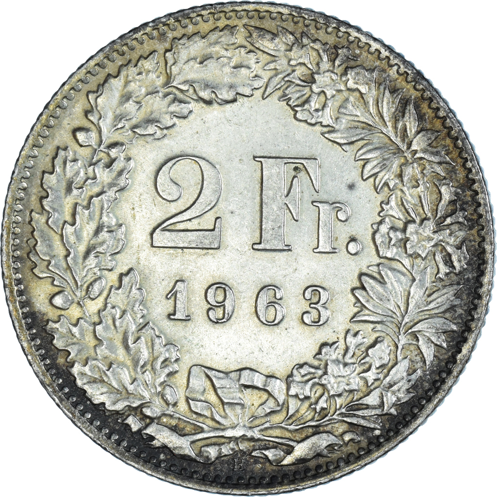 Coin, Switzerland, 2 Francs, 1963, Bern, , Silver, KM:21