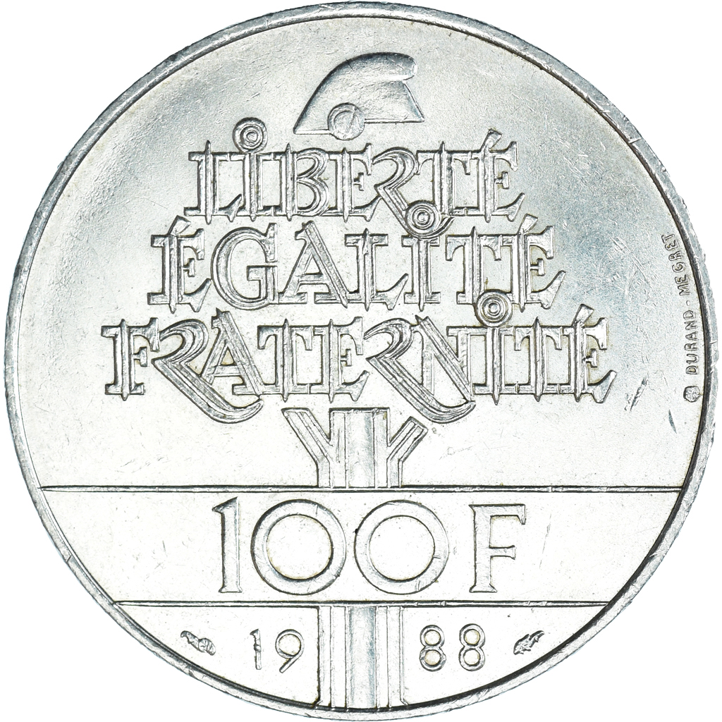 Coin, France, Fraternité, 100 Francs, 1988, , Silver, KM:966