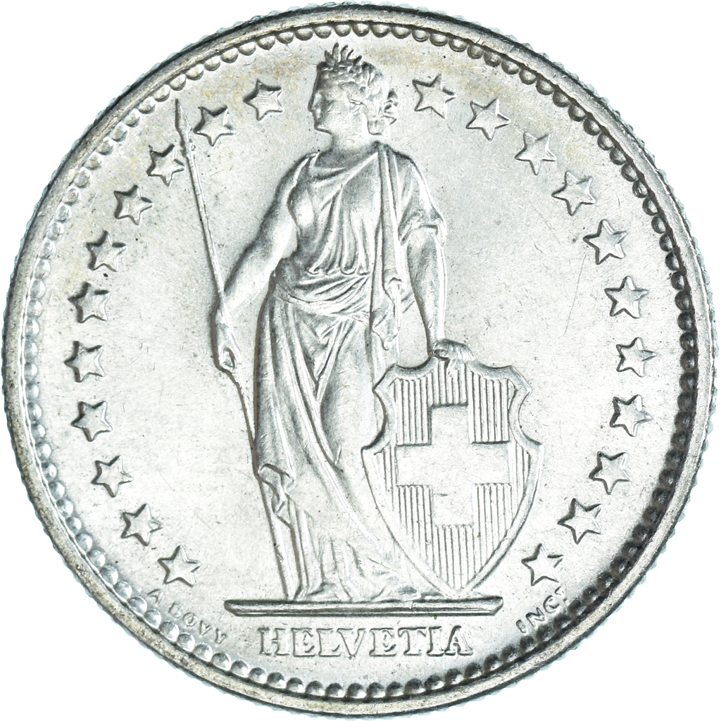 Coin, Switzerland, 2 Francs, 1965, Bern, , Silver, KM:21