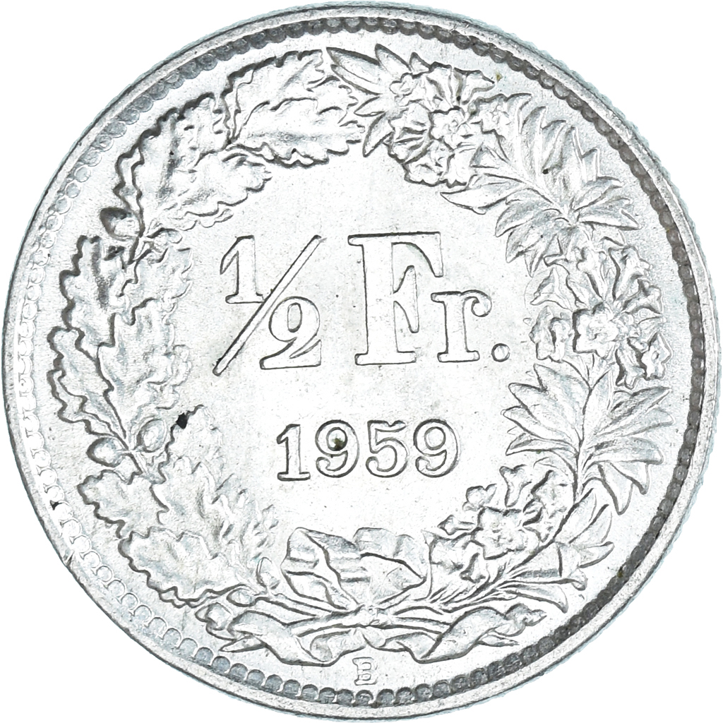 Coin, Switzerland, 1/2 Franc, 1959, Bern, , Silver, KM:23