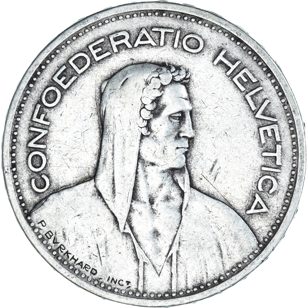 Coin, Switzerland, 5 Francs, 1933, Bern, , Silver, KM:40