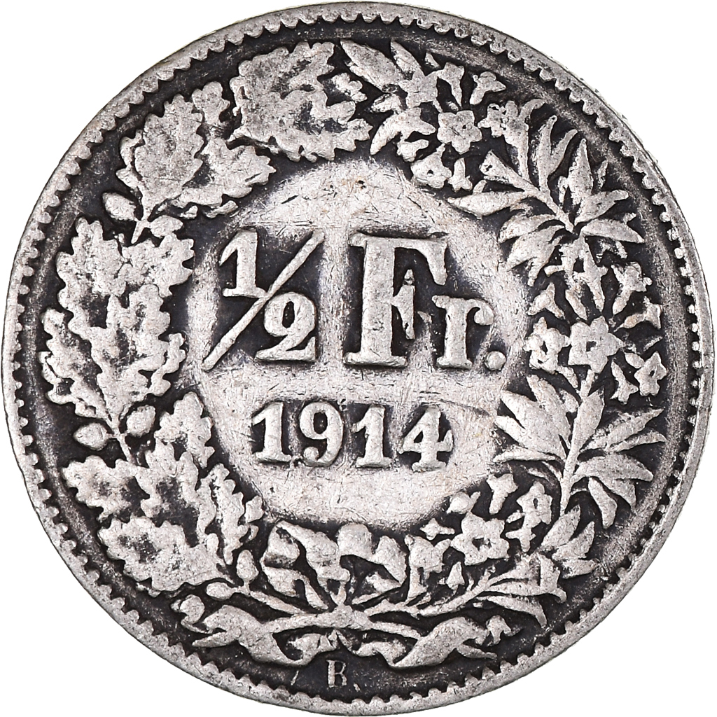 Coin, Switzerland, 1/2 Franc, 1914, Bern, , Silver, KM:23