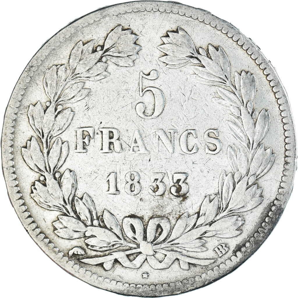 Coin, France, Louis-Philippe, 5 Francs, 1833, Strasbourg, , Silver