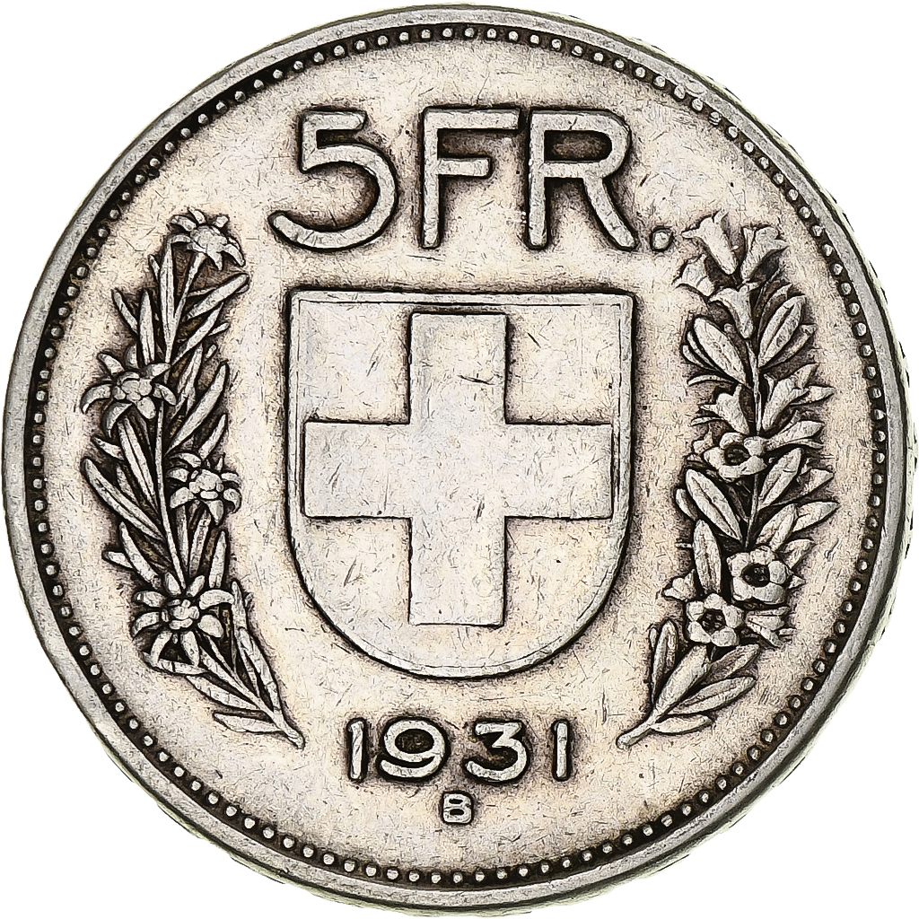 Coin, Switzerland, 5 Francs, 1931, Bern, , Silver, KM:40