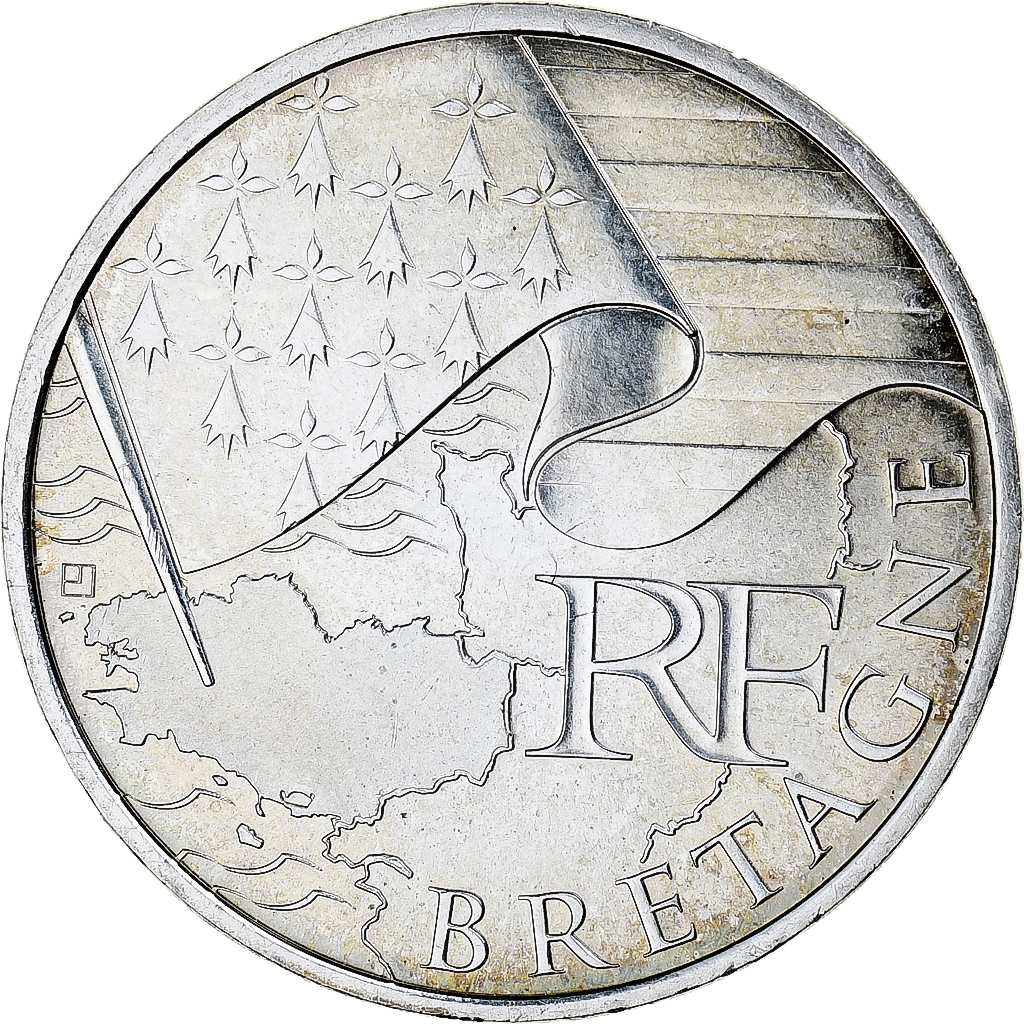 France, 10 Euro, Euros des régions, 2010, Monnaie de Paris, Bretagne, MS(63)
