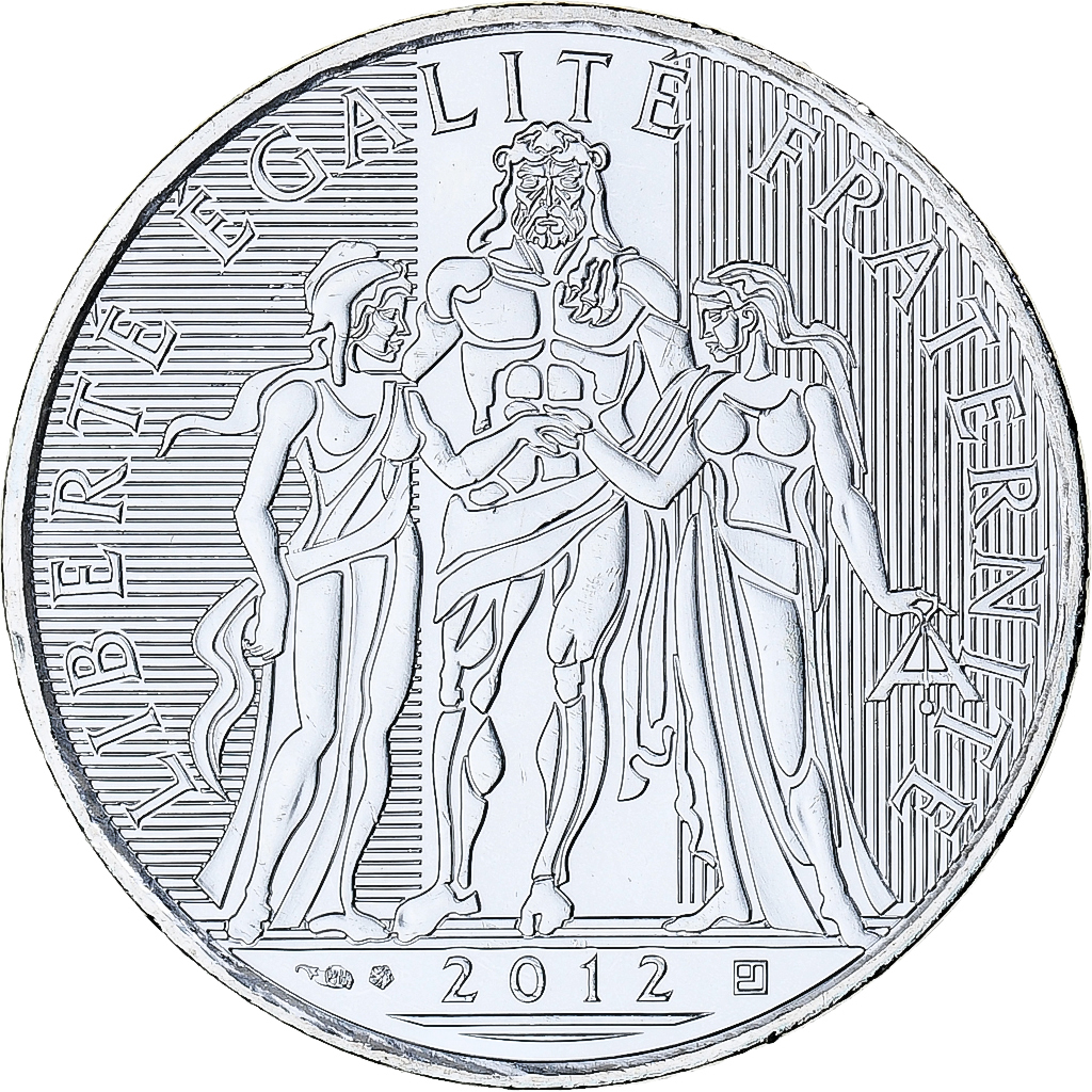France, 10 Euro, 2012, Hercule, MS(65-70), Silver
