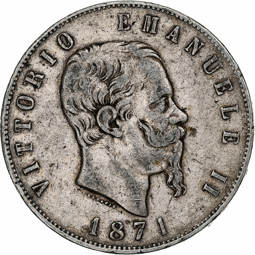 Coin, Italy, Vittorio Emanuele II, 5 Lire, 1871, Milan, , Silver